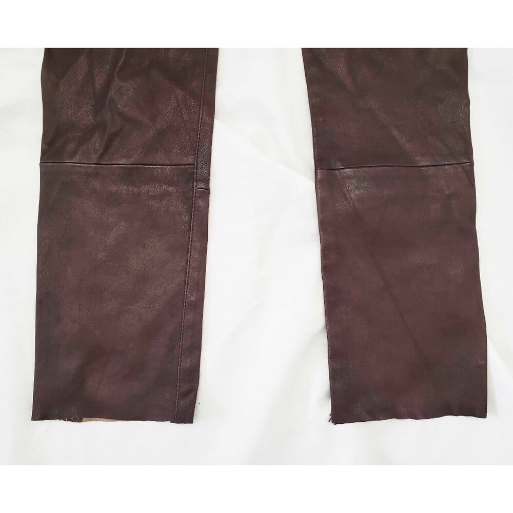 SPRWMN Women's Brown Stretch Ankle Leather Leggings S - Picture 7 of 11